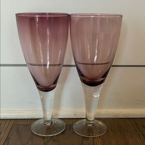 Set of 2 Pink Ombre Stemmed Wine Glasses